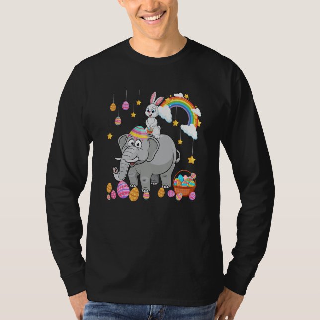 Camiseta Bunny Riding Elephant Easter Day Costume Hunting E (Anverso)