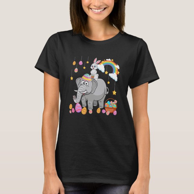 Camiseta Bunny Riding Elephant Easter Day Costume Hunting E (Anverso)
