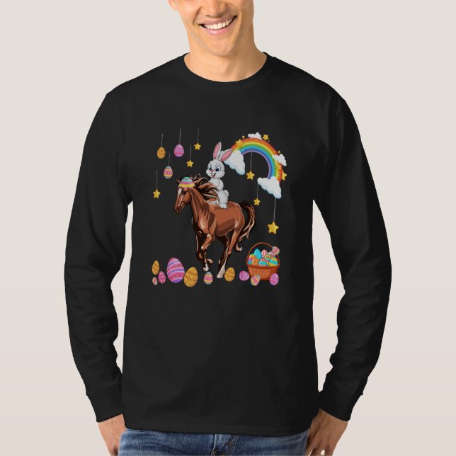 Camiseta Bunny Riding Horse Easter Day Costume Farmer Hunti (Anverso)