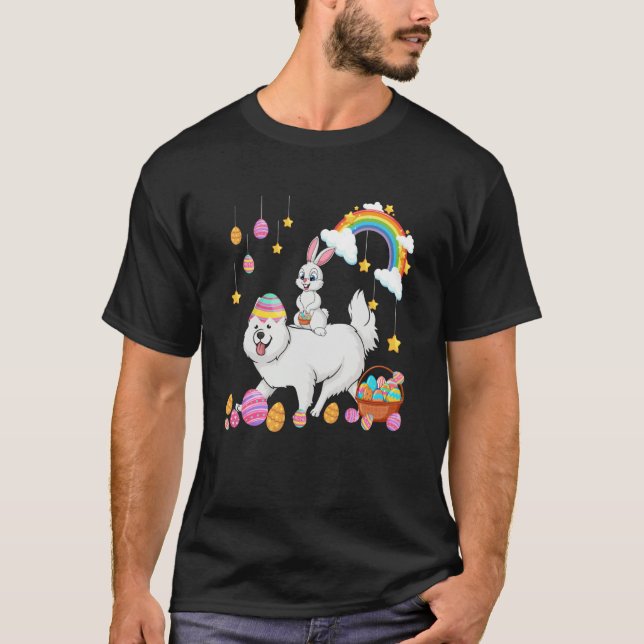 Camiseta Bunny Riding Samoyed Easter Day Costume Owner Hunt (Anverso)