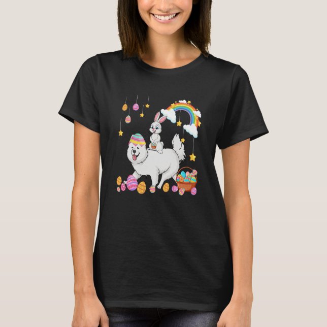 Camiseta Bunny Riding Samoyed Easter Day Costume Owner Hunt (Anverso)