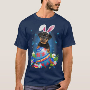 Camiseta Bunny Rottweiler Con Cesta De Huevo Hun De Flor De