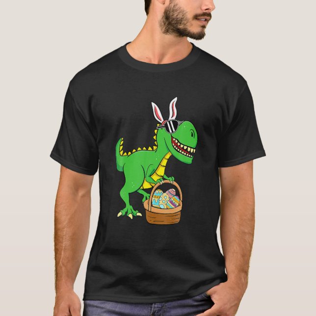 Camiseta Bunny Saurus Rex Eggs Basket Happy Easter Day 2022 (Anverso)