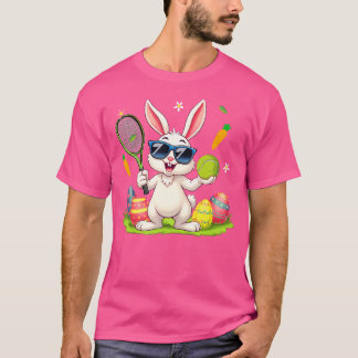 Camiseta Bunny Sunglasses Easter Eggs Tennis Player Lover
