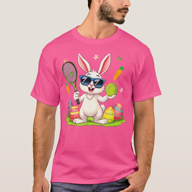Camiseta Bunny Sunglasses Easter Eggs Tennis Player Lover (Anverso)