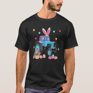Camiseta Bunny Tractor Easter Eggs Basket Farm Kid Boys Gir