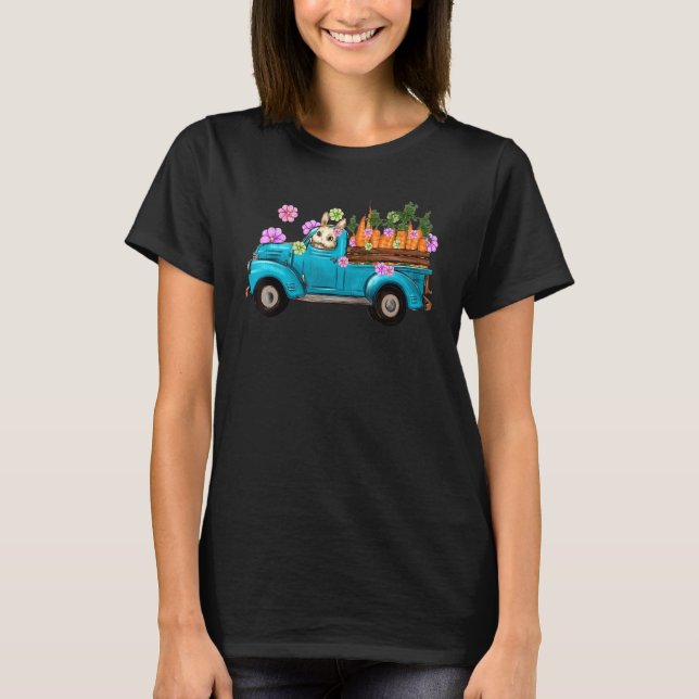 Camiseta Bunny Tractor Farm Carrot Floral Hunt Egg Rabbit (Anverso)