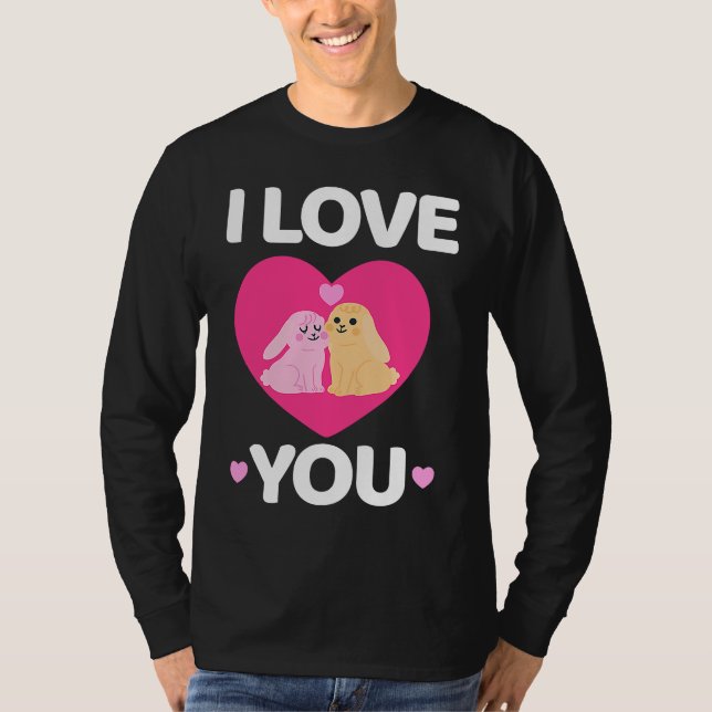 Camiseta Bunny Valentine's Day I Love You Couples Men Women (Anverso)