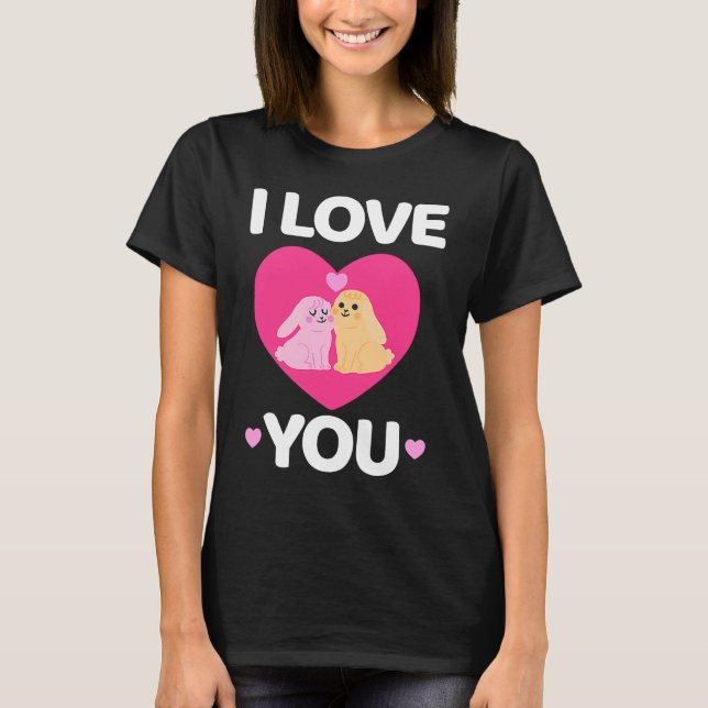 Camiseta Bunny Valentine's Day I Love You Couples Men Women (Anverso)