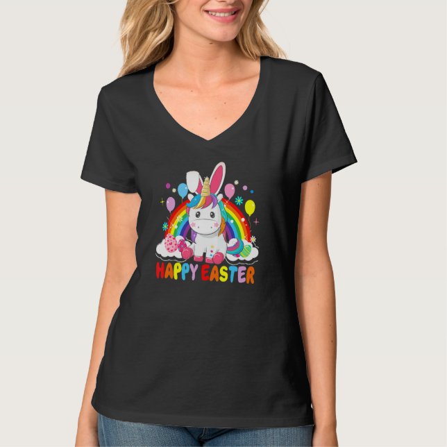 Camiseta Bunny With Eggs Easter Long Sleeve Funny Happy Eas (Anverso)