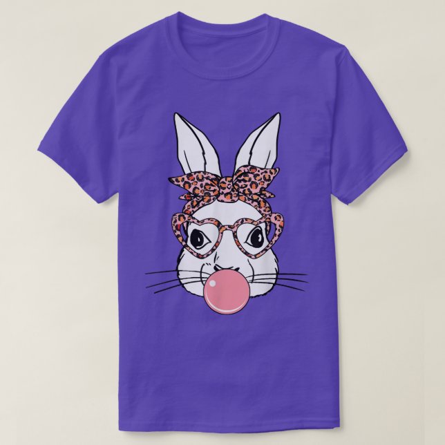 Camiseta Bunny with Leopard Glasses , Cute Easter  (Diseño del anverso)