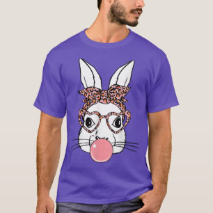Camiseta Bunny with Leopard Glasses , Cute Easter