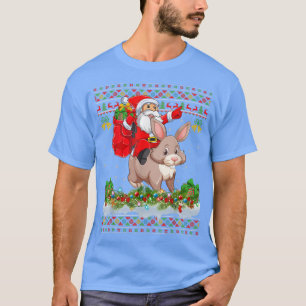 Camiseta Bunny Xmas Pajamas Feo Santa Riding Bunny Christin