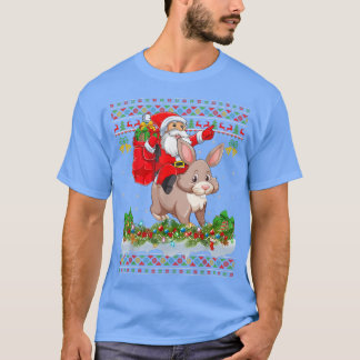 Camiseta Bunny Xmas Pajamas Feo Santa Riding Bunny Christin