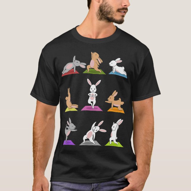 Camiseta Bunny Yoga Funny Rabbits In Yoga Poses On Meditati (Anverso)