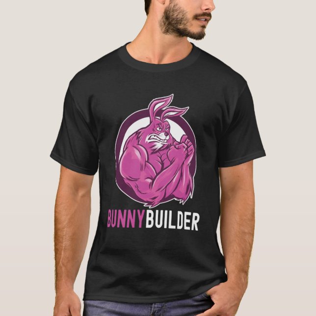 Camiseta Bunnybuilder Easter Bunny Workout Gym Weightlift (Anverso)