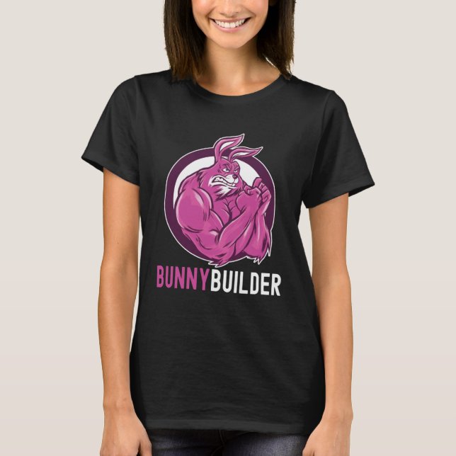 Camiseta Bunnybuilder Easter Bunny Workout Gym Weightlift (Anverso)
