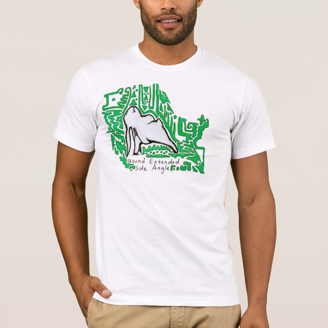 Camiseta Bunnyoga - Ángulo lateral extendido enlazado (Anverso)