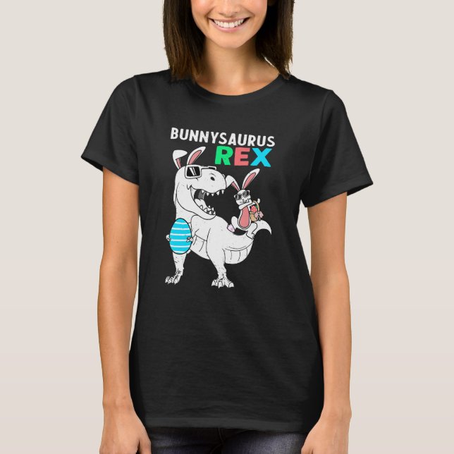 Camiseta Bunnysaurus Easter Bunny Riding Dinosaur T Rex Egg (Anverso)