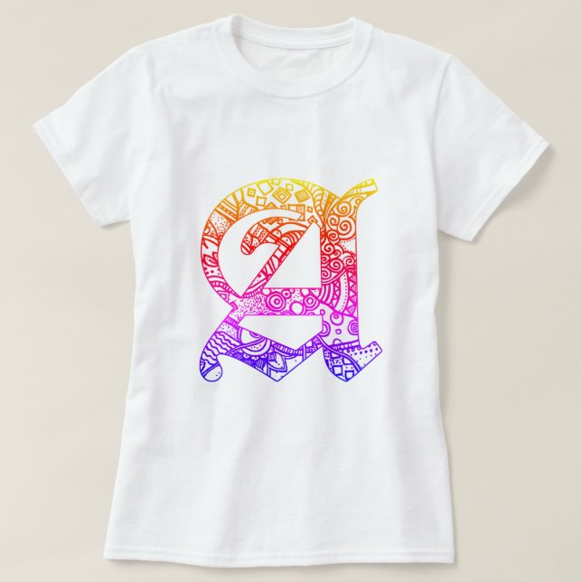 Camiseta Bunte Buchstabe "A" im gotischen Stil (Diseño del anverso)