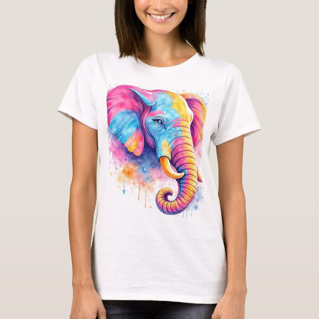 Camiseta Bunter Regenbogen Elefant Aquarell (Anverso)