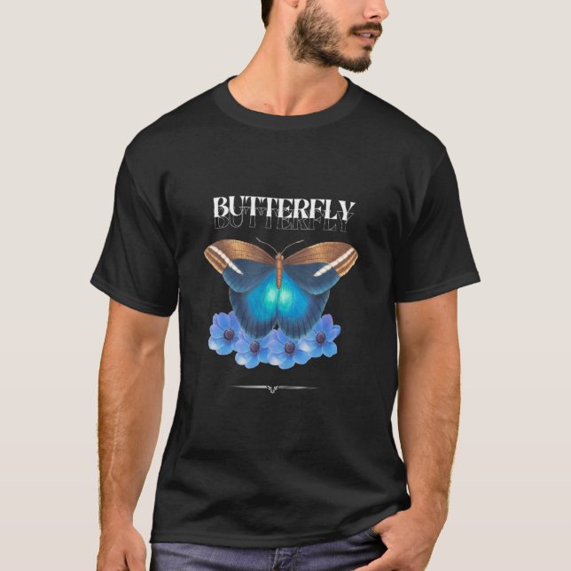 Camiseta Bunter Schmetterling mit Blumen im Boho Design (Anverso)