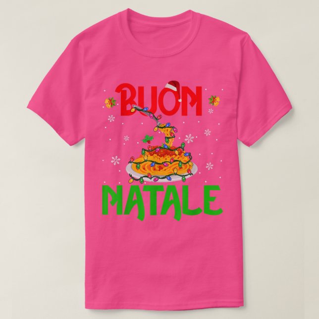 Camiseta Buon Natale Christmas Lights Santa Spaghetti Itali (Diseño del anverso)