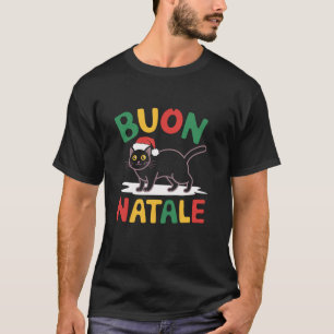 Camiseta Buon Natale Havana Brown Cat Navidades Italia Sant