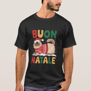 Camiseta Buon Natale Himalayan Cat Navidades Italia Santa