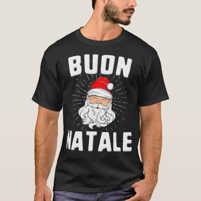 Camiseta Buon Natale Italia Orgullo Santa Babbo Cristo ital (Anverso)