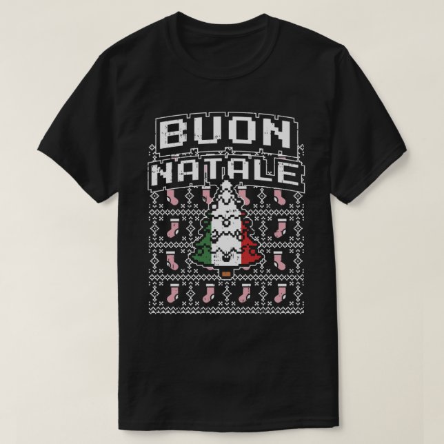 Camiseta Buon Natale Italiano Feo Árbol de Navidad Italia r (Diseño del anverso)