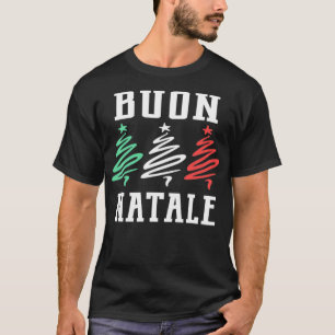 Camiseta Buon Natale Merry Navidad Árboles de bandera itali