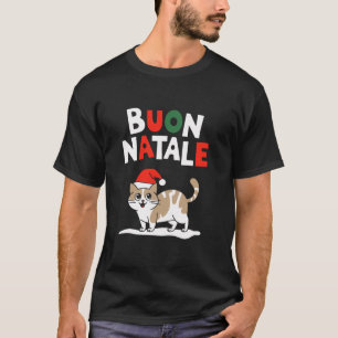 Camiseta Buon Natale Munchkin Cat Navidades Italia Santa