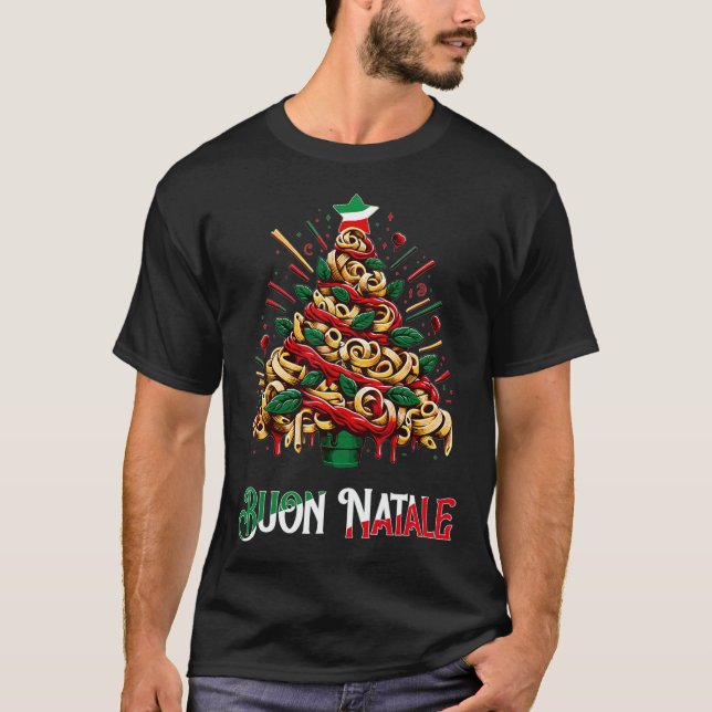 Camiseta Buon natale pasta italiana navidad árbol de navida (Anverso)