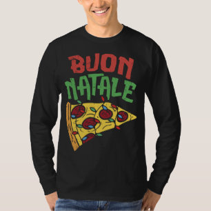 Camiseta Buon Natale Pizza Funny Navidades Italianos Ilumin