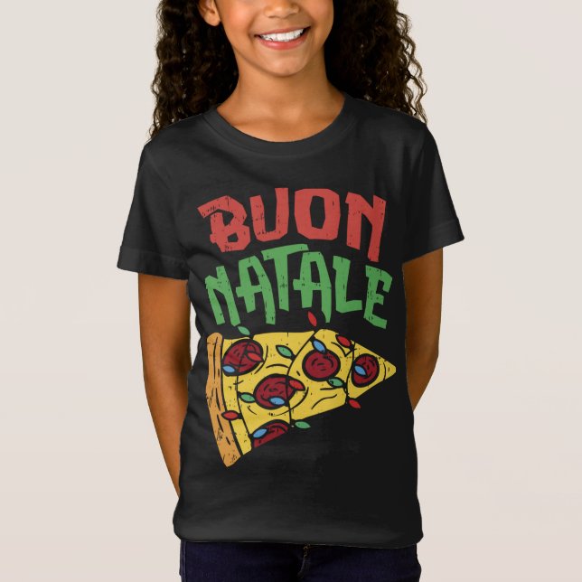 Camiseta Buon Natale Pizza Funny Navidades Italianos Ilumin (Anverso)