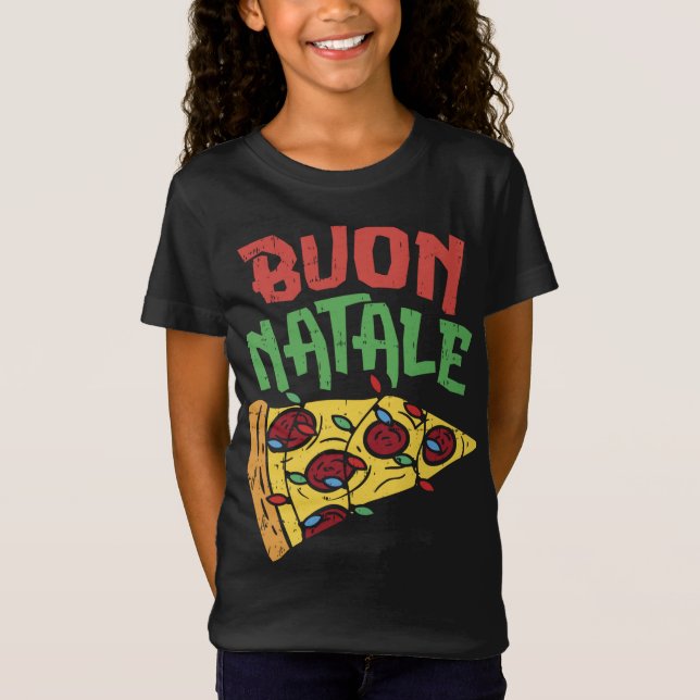 Camiseta Buon Natale Pizza Funny Navidades Italianos Ilumin (Anverso)