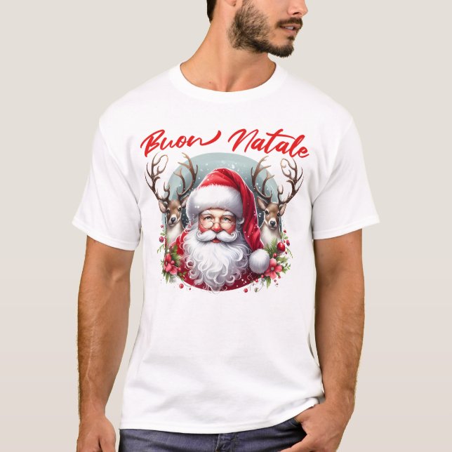 Camiseta Buon Natale Santa con renos (Anverso)