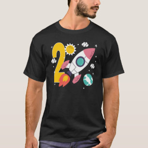 Camiseta Buque Cute Rocket Space Segundo Fiesta de Cumpleañ