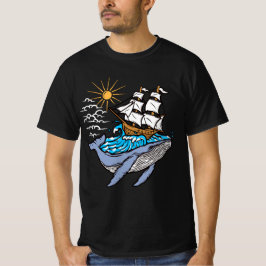 Camiseta Buque de vela ballena azul Ola Tema náutico
