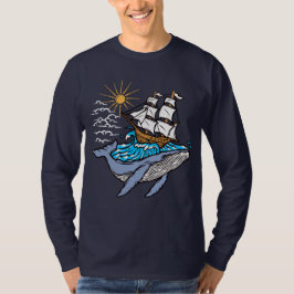 Camiseta Buque de vela ballena azul Ola Tema náutico