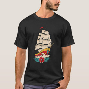 Camiseta Buque de vela D con estilo tradicional de tatuaje
