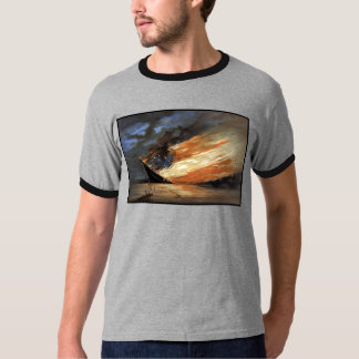 Camiseta buque insignia de la guerra civil rebelde en llama