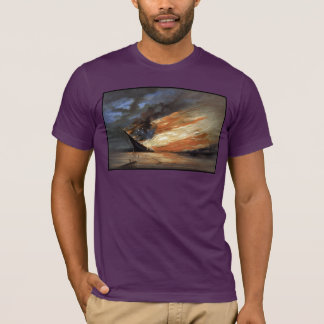 Camiseta buque insignia de la guerra civil rebelde en llama