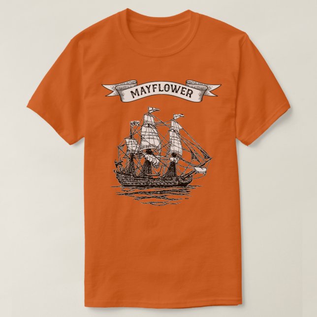 Camiseta Buque Mayflower 400º aniversario 1620 2020 Retro (Diseño del anverso)