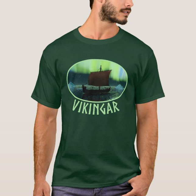 Camiseta Buque Viking Y Luces Del Norte (Anverso)