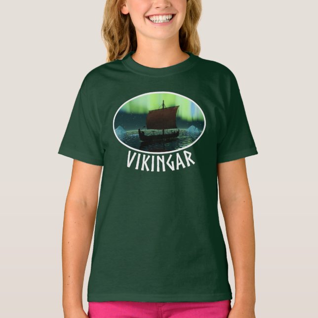 Camiseta Buque Viking Y Luces Del Norte (Anverso)