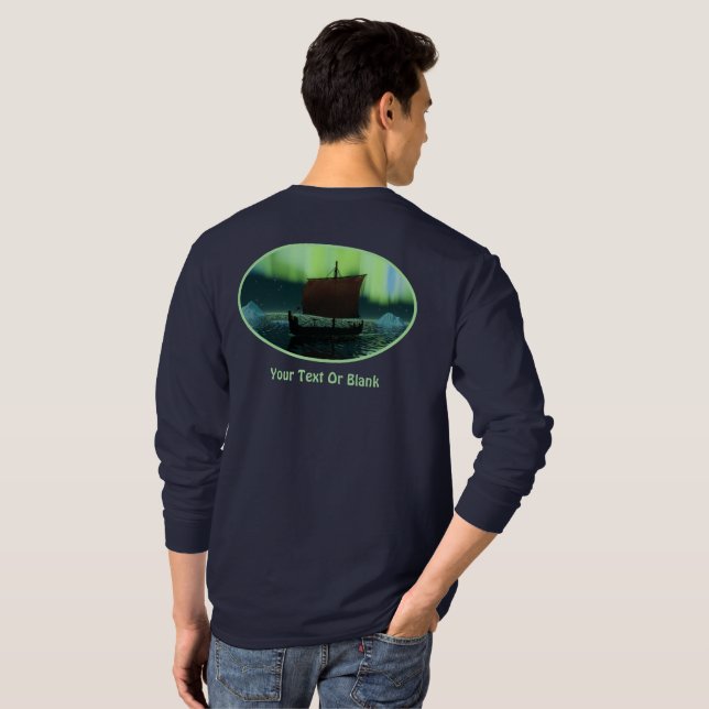 Camiseta Buque Viking Y Luces Del Norte (Reverso completo)