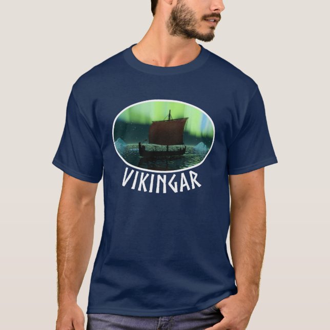 Camiseta Buque Viking Y Luces Del Norte (Anverso)