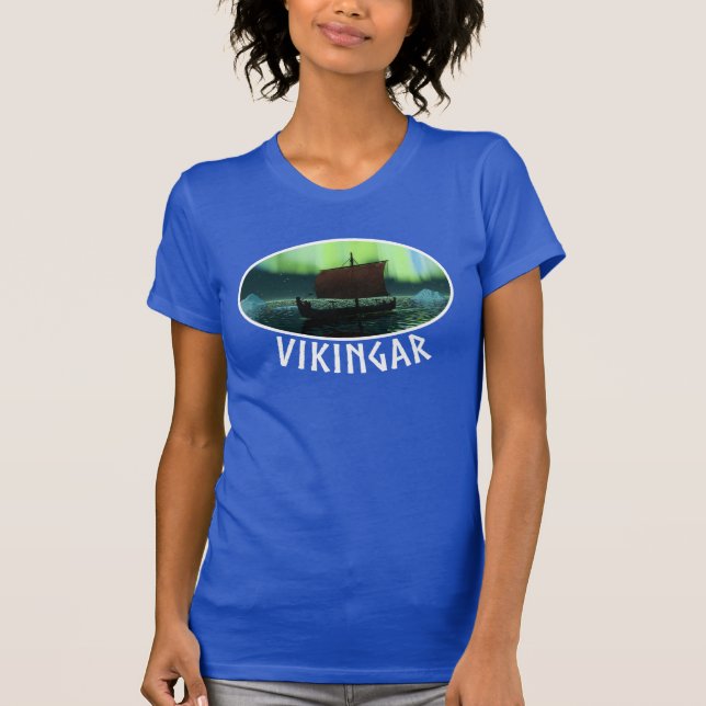 Camiseta Buque Viking Y Luces Del Norte (Anverso)